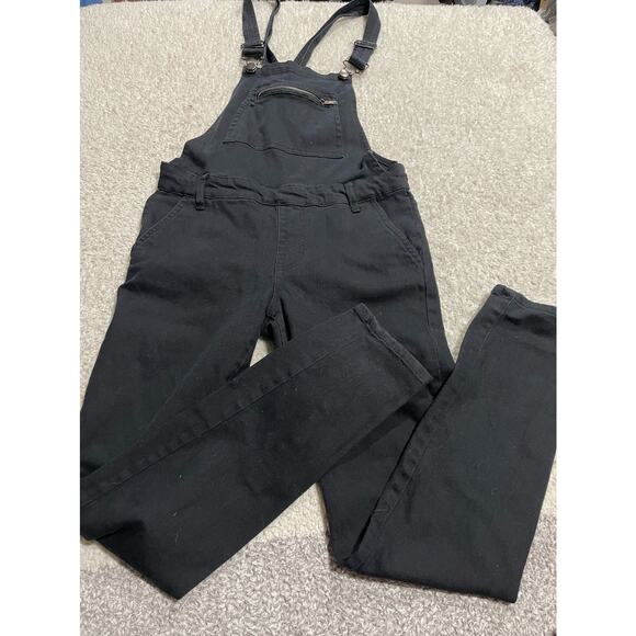 Forever 21 Women's Size 26 Skinny Denim Overalls Black - Picture 2 of 12